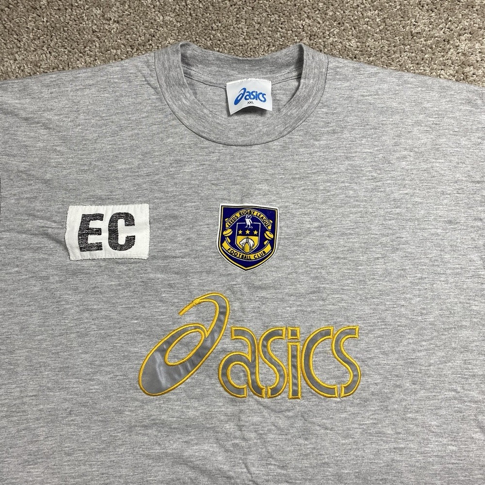 Vintage Asics Leeds Rugby League Football Club Tetley Bitter Shirt Gray XXL UK